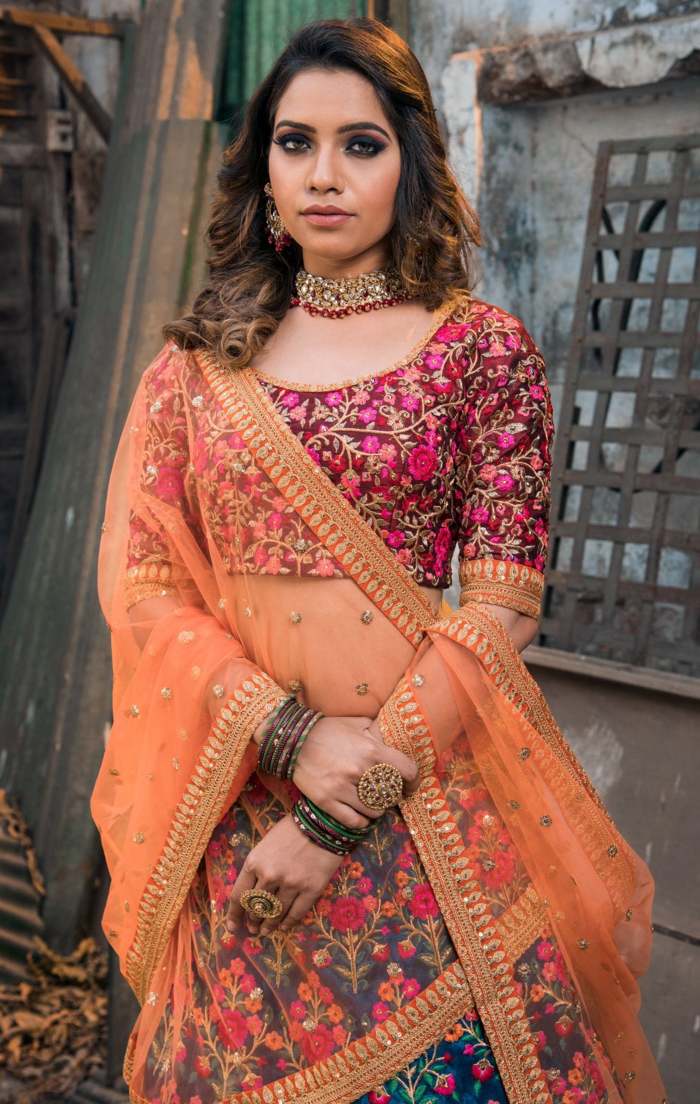 Sapphire Veil Mulbury Silk Bridal Lehenga Choli Set