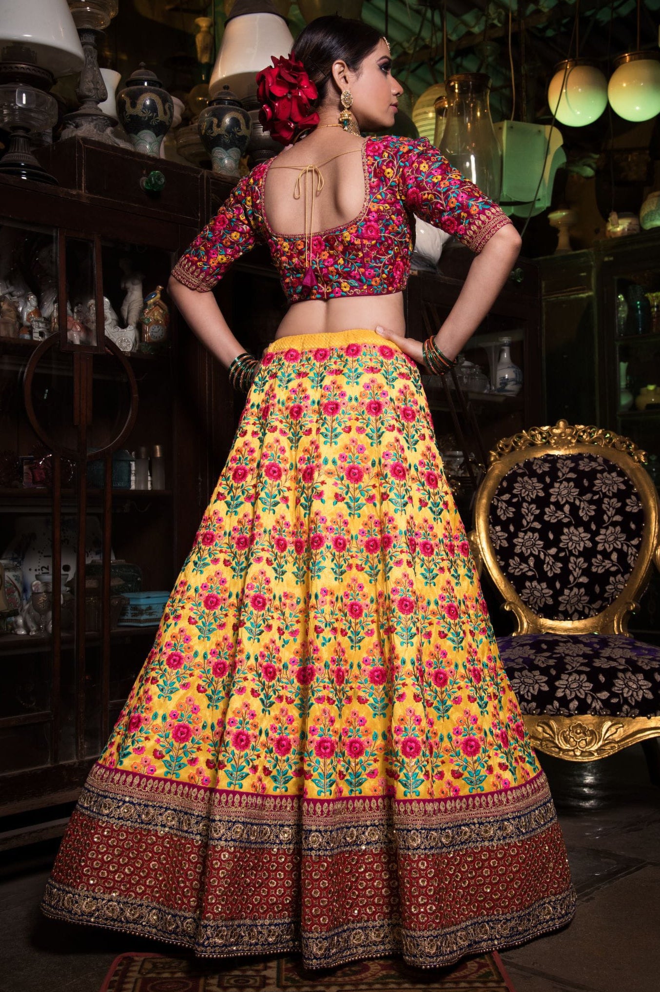 Golden Radiance Mulbury Silk Designer Lehenga Choli Set
