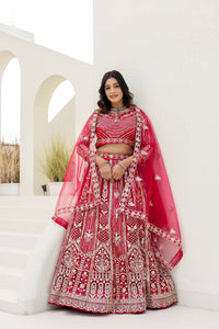 Designer Ruby Red Wedding Lehenga Set