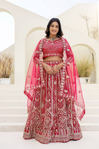 Designer Ruby Red Wedding Lehenga Set