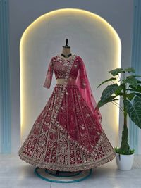 Designer Ruby Red Wedding Lehenga Set