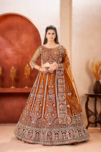 Designer Copper Brown Wedding Lehenga Set