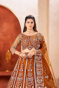 Designer Copper Brown Wedding Lehenga Set