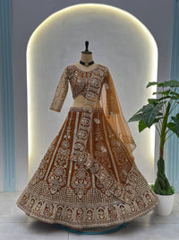 Designer Copper Brown Wedding Lehenga Set