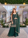 Luxury Emerald Green Embroidered Ethnic Palazzo Set