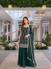 Luxury Emerald Green Embroidered Ethnic Palazzo Set