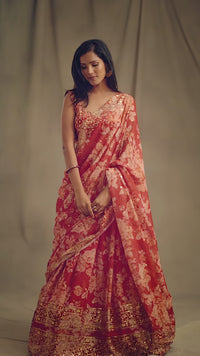 Ruby Royale Organza Lehenga Set