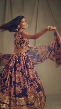 Royal Amethyst Organza Lehenga Set