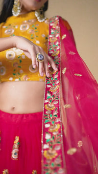 Rani Soft Net Mirror Embroidered Lehenga Choli Set