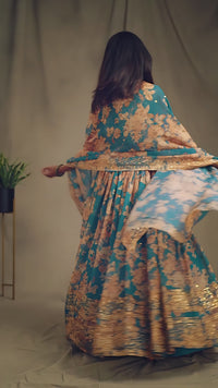 Ocean Jewel Organza Lehenga Set