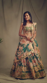 Emerald Grace Organza Lehenga Set