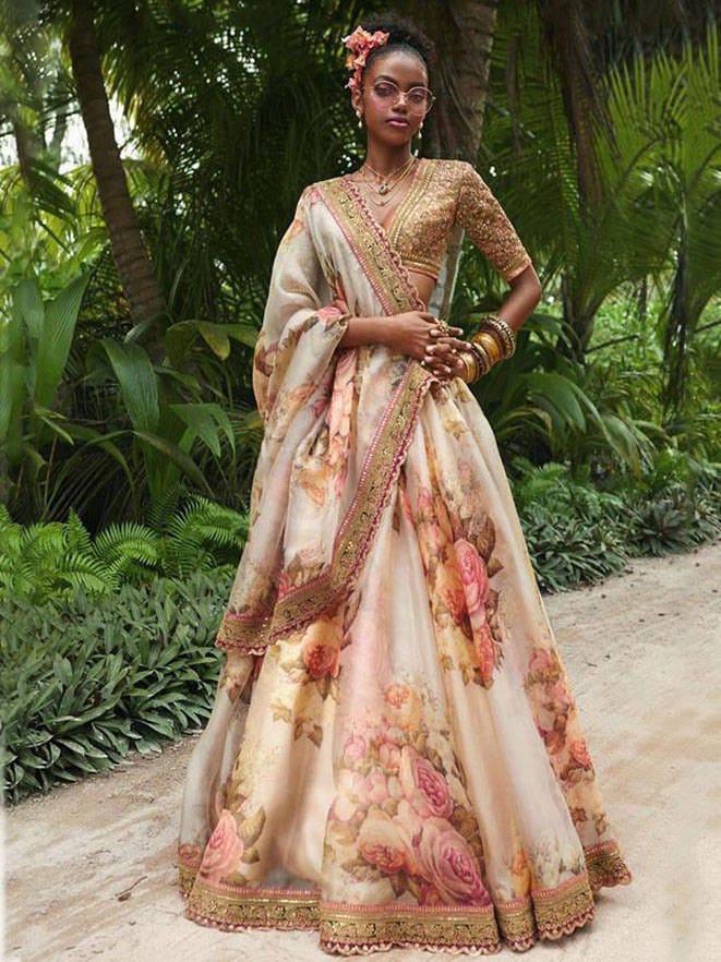 White Florenza Organza Lehenga Set